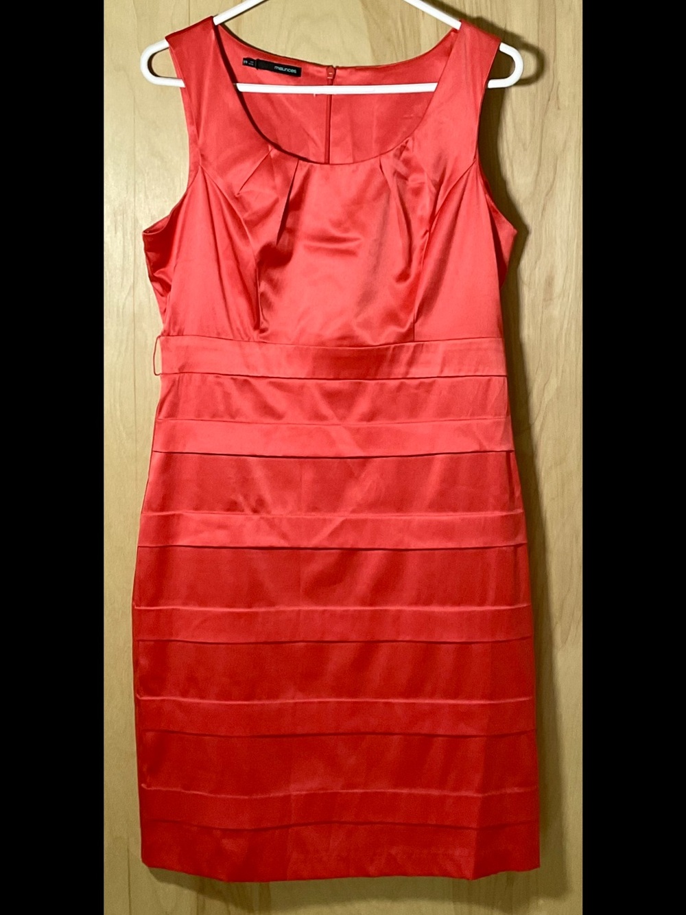 Maurices Coral Satin Sleeveless Tiered Bodycon Dress - EUC